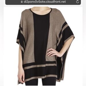 August silk poncho sweater brown and black size small